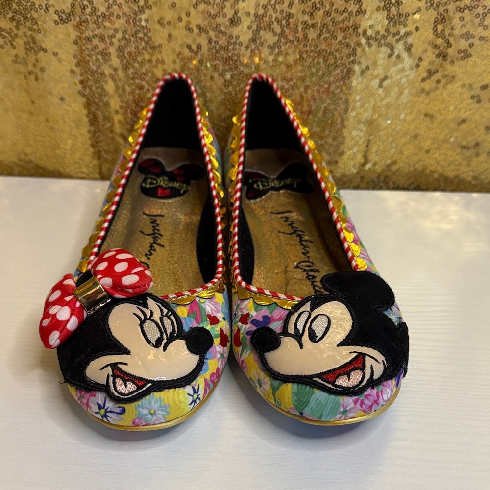 Disney Irregular Choice “Why Hello”Mickey and Minnie Mouse Floral Flats - Picture 5 of 14